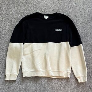 H&M Black and Cream Colorblock Crewneck Sweatshirt